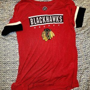 Like new girls Blackhawks authentic NHL short sleeve jersey tee